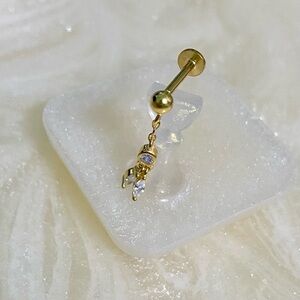 Gold and zircon drop cartilage Earring